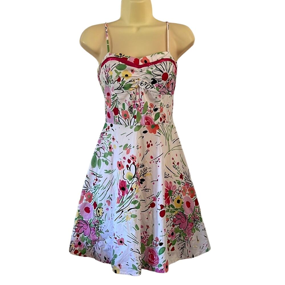Lipstick Colorful Floral Print Sundress Juniors Small Artsy Cottagecore